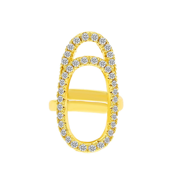 Oval 18K Gold CZ Anti Tarnish Exquisite Open Free Size Ring Bulk Main image