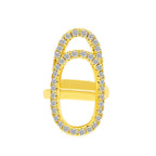 Oval 18K Gold CZ Anti Tarnish Exquisite Open Free Size Nail Ring Bulk