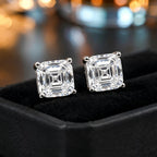 Designer Silver Emerald Cut CZ Anti Tarnish Copper Stud Earrings Bulk