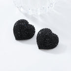 Heart Red Black Gold Silver Rhinestone Crystal Stud Earring Women Bulk