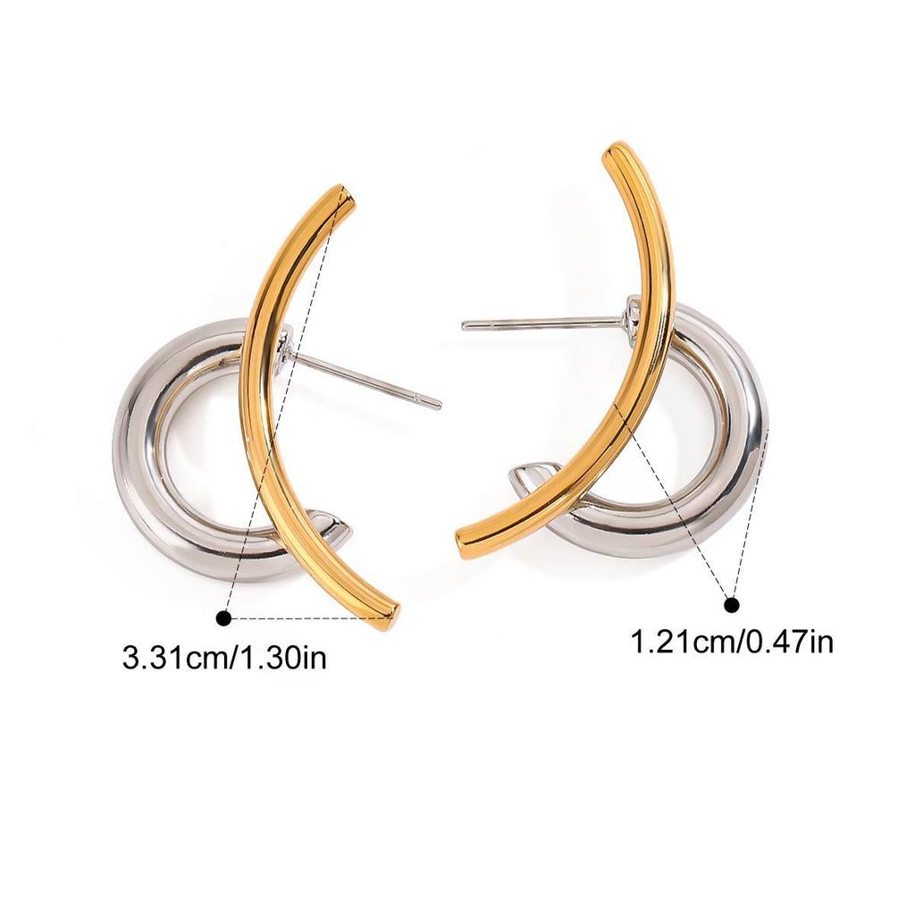 Two Tone Gold Silver Stainless Steel Anti Tarnish Stud Earring Bulk