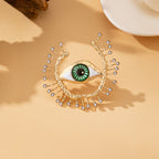 Green Evil Eye Gold Plated Rhinestone Adjustable Cocktail Ring Bulk