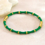 Multi Color Bamboo Style Gold Plated Stainless Steel Bracelet Bulk