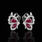Butterfly Pink Silver CZ Anti Tarnish Necklace Earring Ring Set Bulk