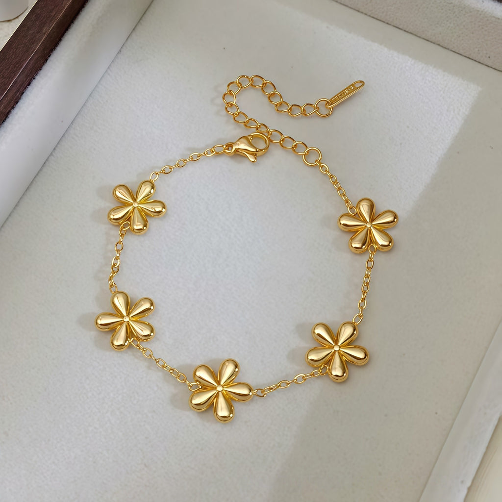 Multi Charms Gold Mother of Pearl Enamel Stainless Steel Bracelet Bulk