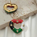 Multi Color Heart Gold Silver Plated Enamel Copper Stud Earrings Bulk