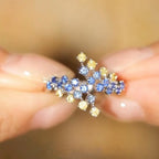 Multicolour Solitaire Brown Blue Cubic Zirconia Silver Anti Tarnish Necklace Earring Ring Set For Women