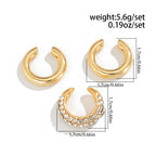 Studded 18K Gold Rhinestone Ear Cuff Earring Combo Pack Of 3 Bulk
