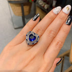 Heart Love Blue Silver Anti Tarnish Free Size Ring For Women Bulk