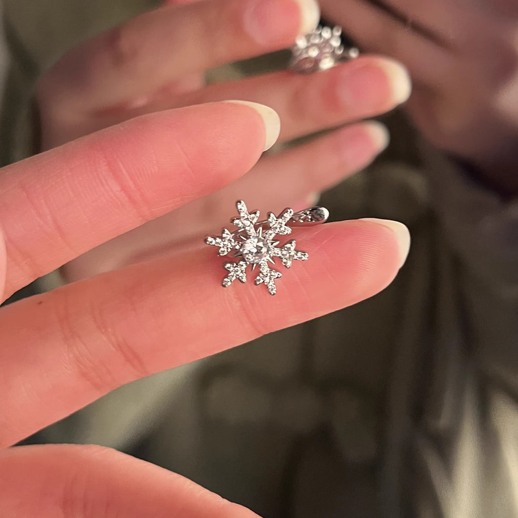 Snowflake Silver CZ Anti Tarnish Ear Clip Ear Cuff Earring Bulk