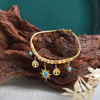 Bulk Charms Sun Gold Plated Turquoise Alloy Bracelet For Women