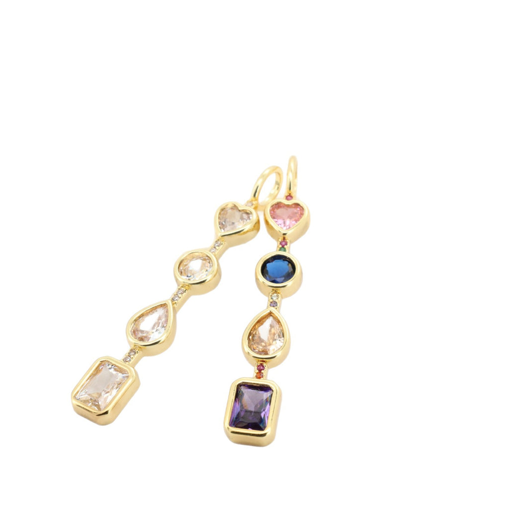 Geometric Shape Solitaire CZ 18K Gold Multi Pendant Chain Bulk