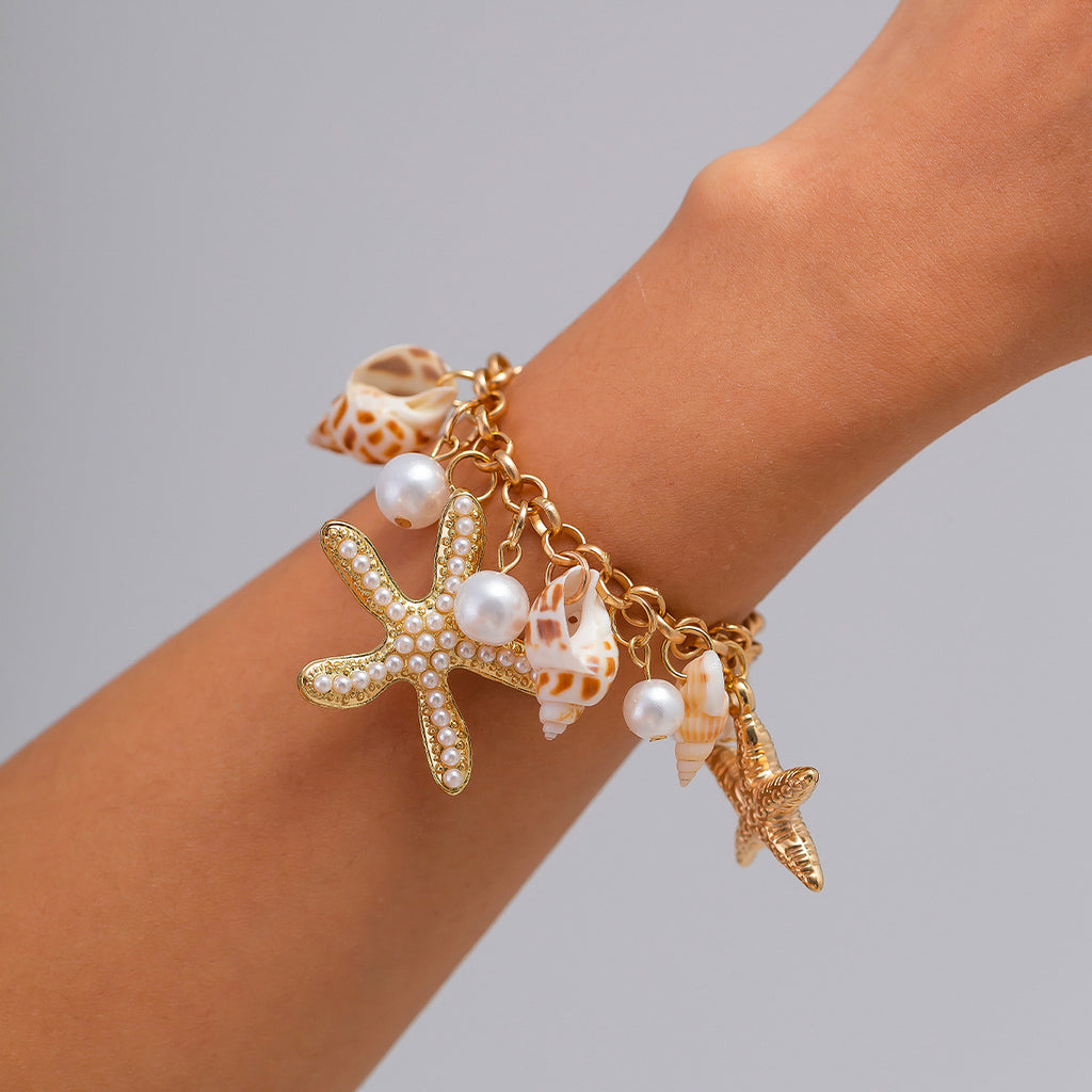 Star Fish Conch Beach Shell Clavicle 18K Gold Necklace Bracelet Bulk