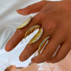 Gold Angel Wings Cubic Zirconia Copper Cuff & Kada Ring For Women Bulk