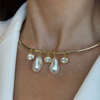 Designer Pearl & CZ Gold Silver Plated CZ Copper Choker Necklace Bulk
