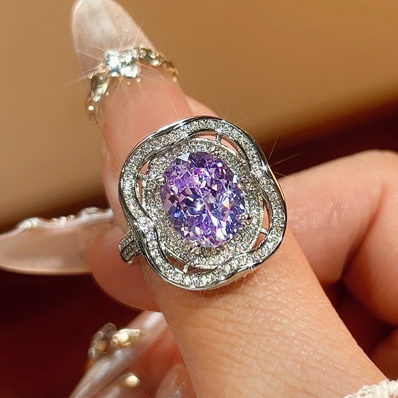 Cushion Silver Pink Purple Yellow Solitaire CZ Anti Tarnish Ring Bulk