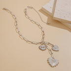 Heart Evil Eye 18K Gold Silver CZ Charm Necklace Chain Bulk