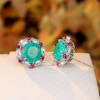 Multi Color Solitaire Silver Cubic Zirconia Crystal Stud Earring Bulk
