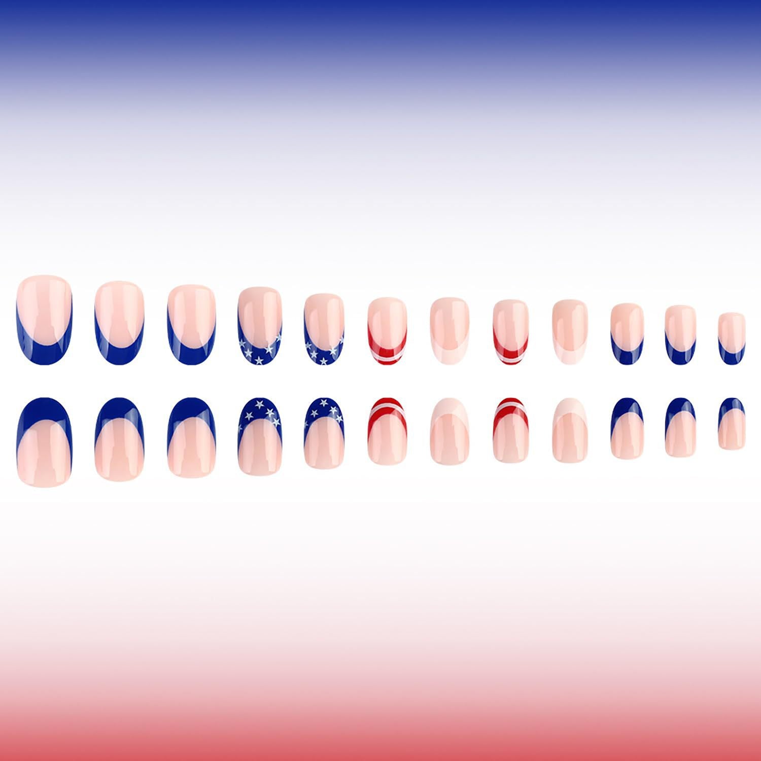 American Flag Finger Nail Pack Of 10 + Extra 14 For Women Bulk