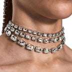 Rhinestones Solitaire Silver Gold Anti Tarnish Layer Necklace Bulk