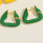 Colorful Geometric Triangle 18K Gold Hoop Earring For Women Bulk