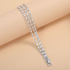 Wholesale Double Strand Baguette Tennis Gold Silver CZ Copper Bracelet