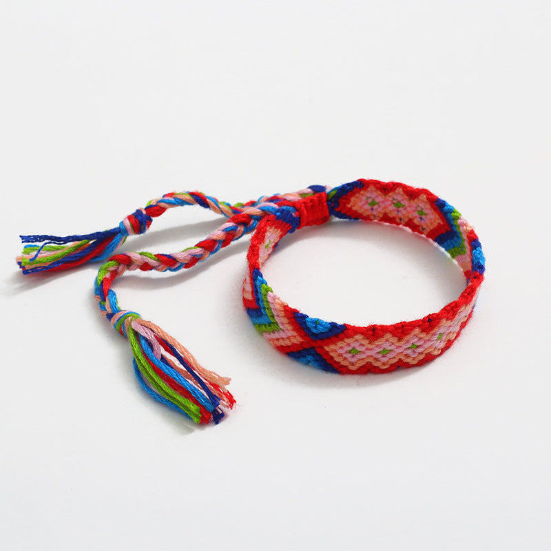 Bohemian Rainbow Braided Threads Adjustable Bracelet For Women Bulk