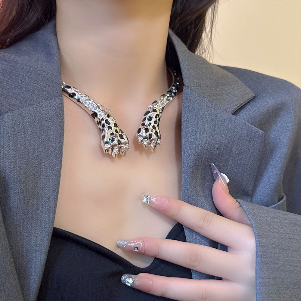 Designer Two-Tone Snake Collar Gold Silver Enamel Necklace Wholesale