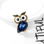 Red Blue Owl Gold Cubic Zirconia Copper Brooch For Women Bulk