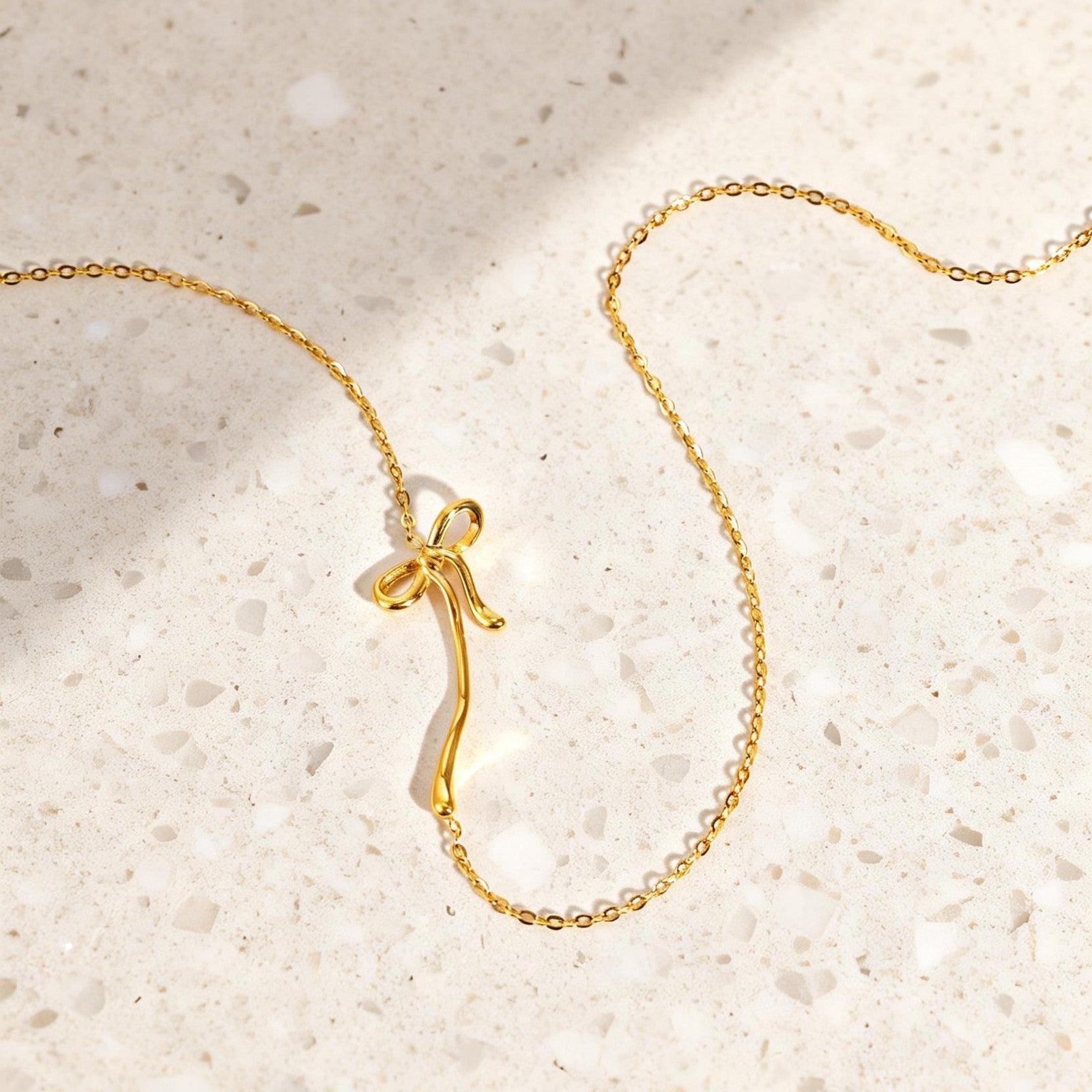 Gold Bowknot Plain Anti Tarnish Stainless Steel Necklace Women Bulk Secondary image