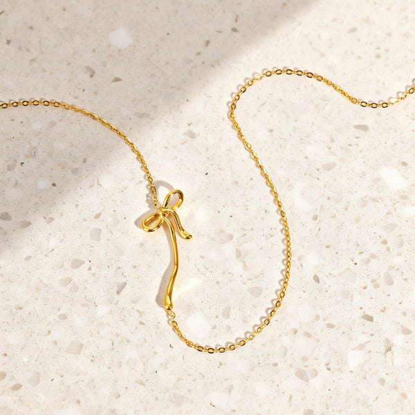 Gold Bowknot Plain Anti Tarnish Stainless Steel Necklace Women Bulk Secondary image