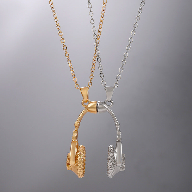 Elegant Headphone Gold Silver Plated Plain Alloy Pendant Chain Bulk