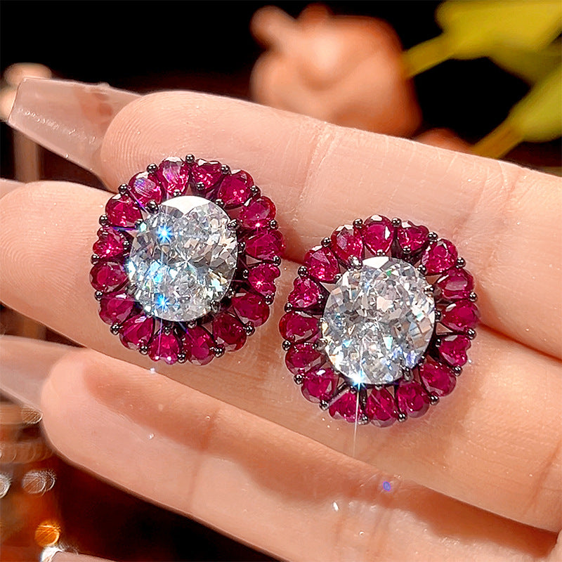 Oval Cluster Black CZ Anti Tarnish Copper Necklace Combo Set Wholesale