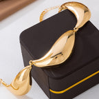 Gold Modern Bean Plain Necklace For Women Bulk