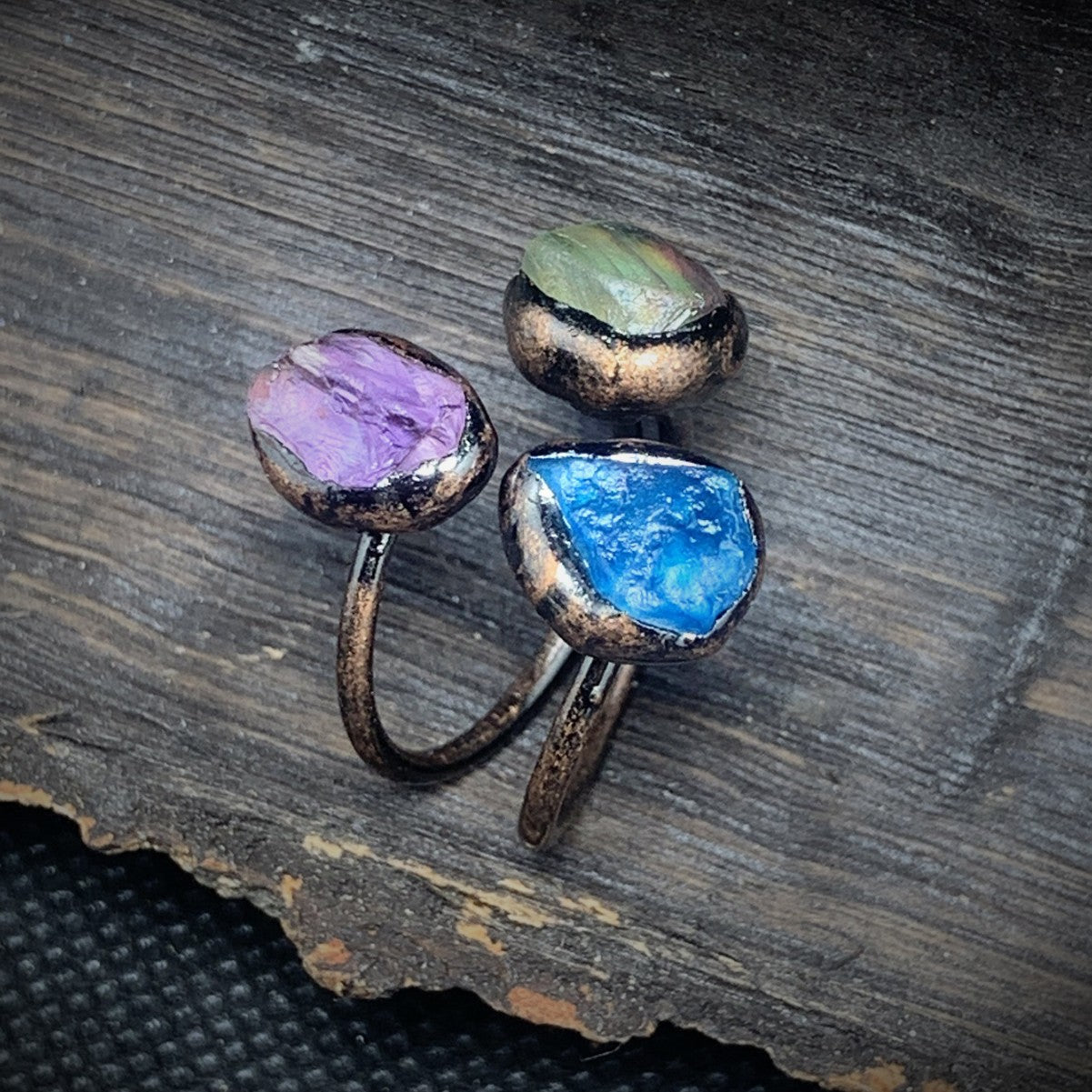 Amethyst Green Blue Purple Crystal Adjustable Ring For Women Bulk Main image