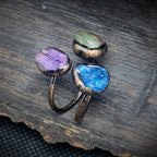 Amethyst Green Blue Purple Crystal Adjustable Ring For Women Bulk