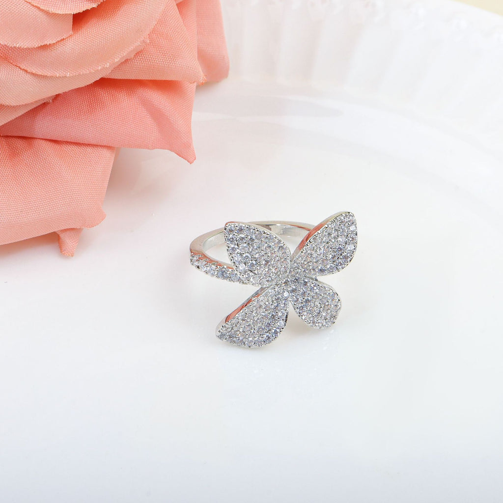 Designer Floral Silver CZ Anti Tarnish Copper Necklace Combo Set Bulk