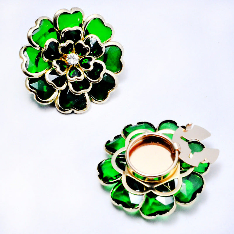 Bulk Multi Color Designer Flower Style Gold Crystal Brass Button Cover