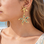 Tropical Starfish Style Gold Anti Tarnish Copper Drop Earrings Bulk