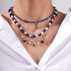 Pearl Star Blue Beads Charm Necklace Pendant Chain For Women Bulk