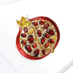 Red Gold Pomegranate Rhinestone Brooch For Women Bulk