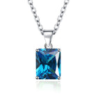 Rectangle Solitaire Silver Multi Color Cubic Zirconia Pendant Chain Earring Ring Set For Women