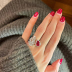 Bulk Red Floral & Teardrop Style Gold CZ Copper Adjustable Fancy Ring
