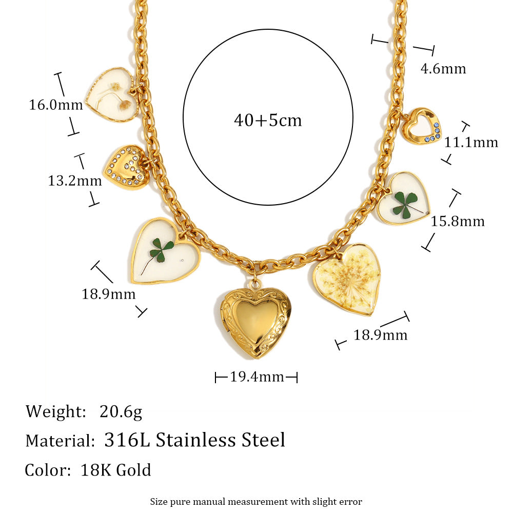 Heart Stainless Steel 18K Gold Charm Link Chain Necklace Women Bulk