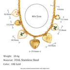 Heart Stainless Steel 18K Gold Charm Link Chain Necklace Women Bulk