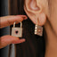 Heart Padlock Design Gold Silver Plated CZ Copper Hoop Earrings Bulk