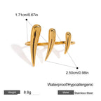 Pointy 18K Gold Anti Tarnish Stainless Steel Dual Finger Ring Bulk