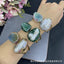 Dual Gemstone 18K Gold Pearl Openable Kada Bracelet For Women Bulk