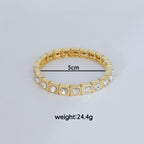 Heart Stretchable Gold Plated CZ Anti Tarnish Brass Bracelet Wholesale