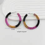 Multi Color High-Shine Gradient Crystal Silver CZ Hoop Earrings Bulk